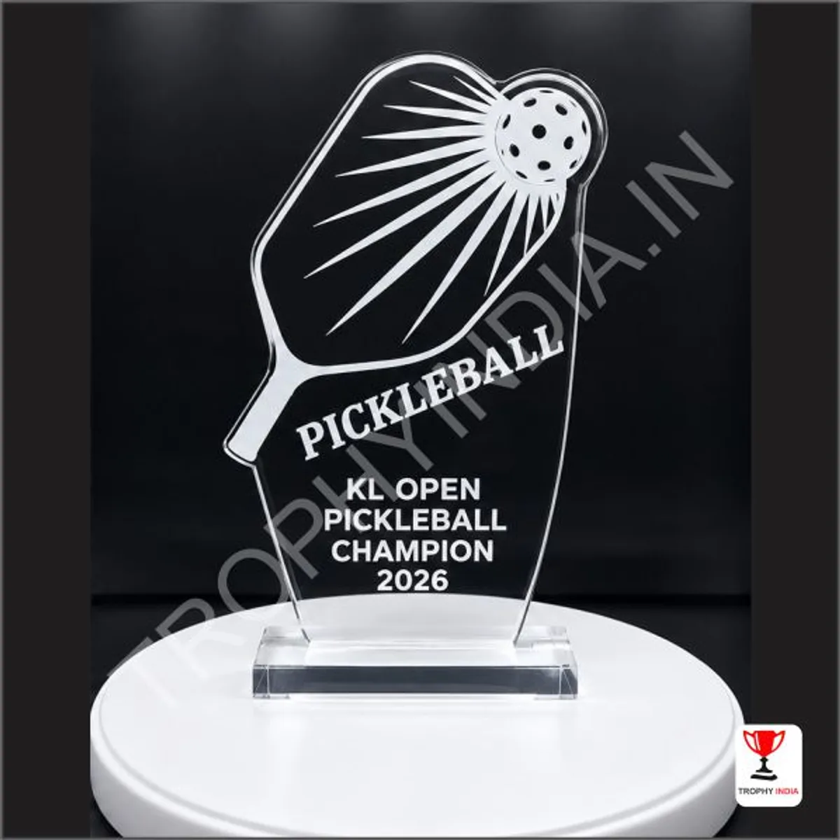 Trophy India Acrylic Pickleball Championship Trophy — image 1