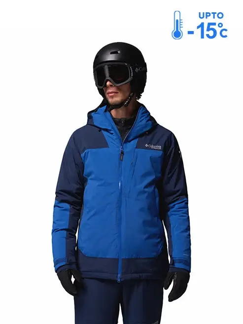Columbia Men Navy Blue Omni-Heat Inifnity Cirque Bowl Hooded Down Jacket — image 1
