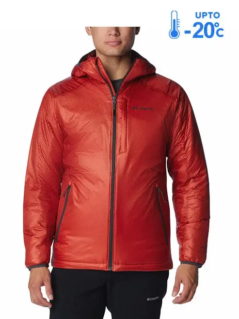Columbia Men Orange Omni-Heat Inifnity Arch Rock Double Wall Elite Hooded Down Jacket — image 1