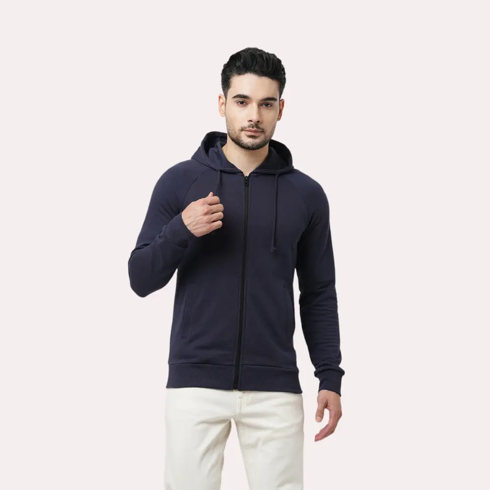 Jack&Jones Austin Hoodie with Zip- Navy Blue — image 1