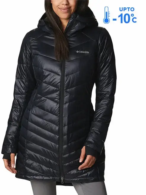 Columbia Women Black Omni-Heat Inifnity Joy Peak Mid Hooded Down Jacket — image 1
