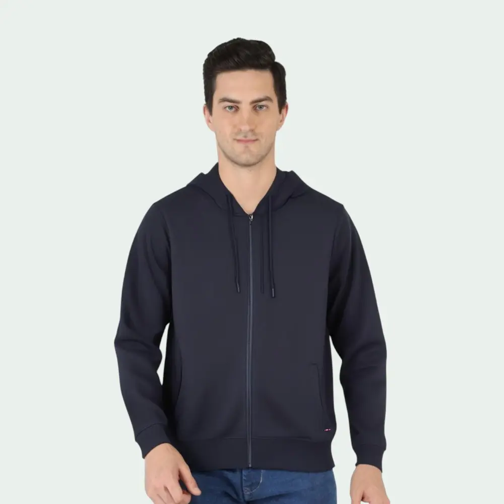 Monte Carlo Fleece Winter Hoodie Jacket- Navy Blue — image 1