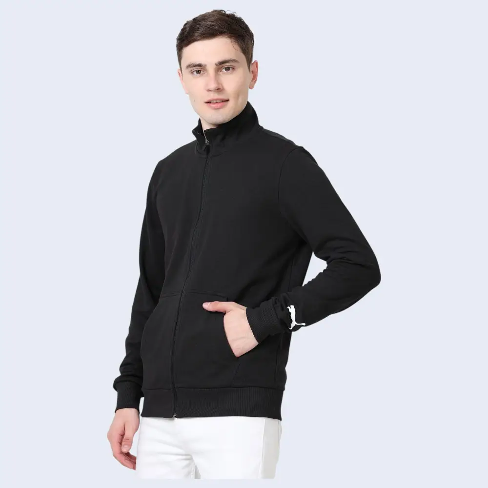 Puma Poly Cotton 280 GSM Sweat Jacket- Black — image 1