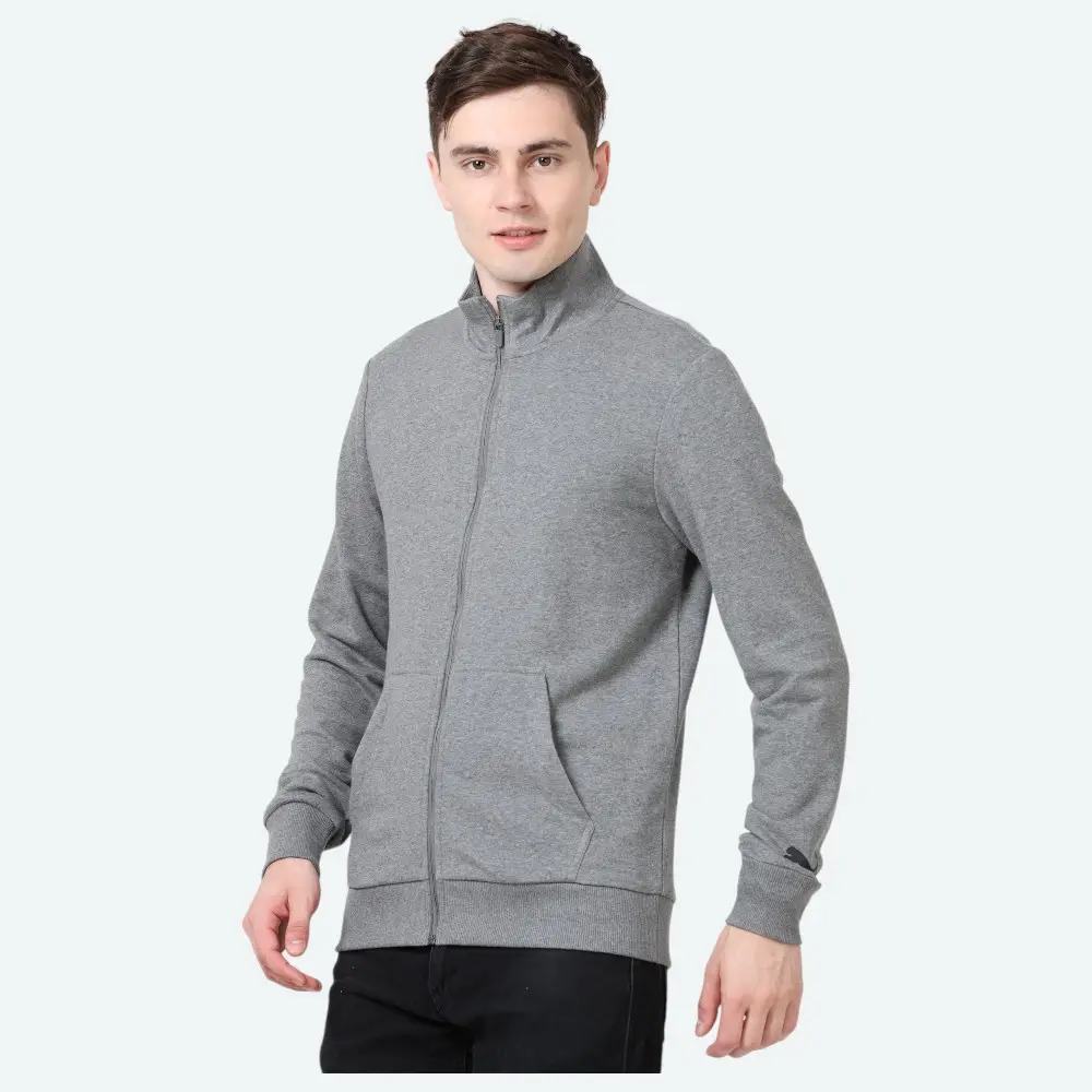 Puma Poly Cotton 280 GSM Sweat Jacket- Grey — image 1