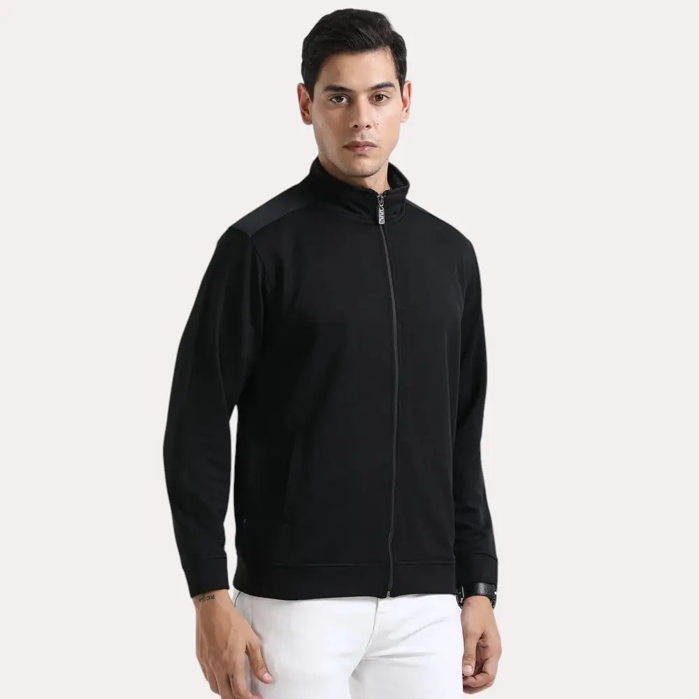 Swiss Military Mens's Interlock Full Zipper Jacket- Black — image 1