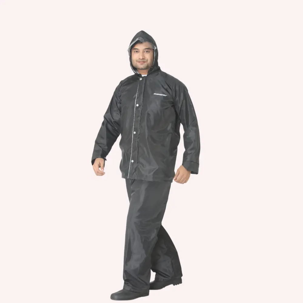 Zeel Mens Reversible Raincoat- Black — image 1