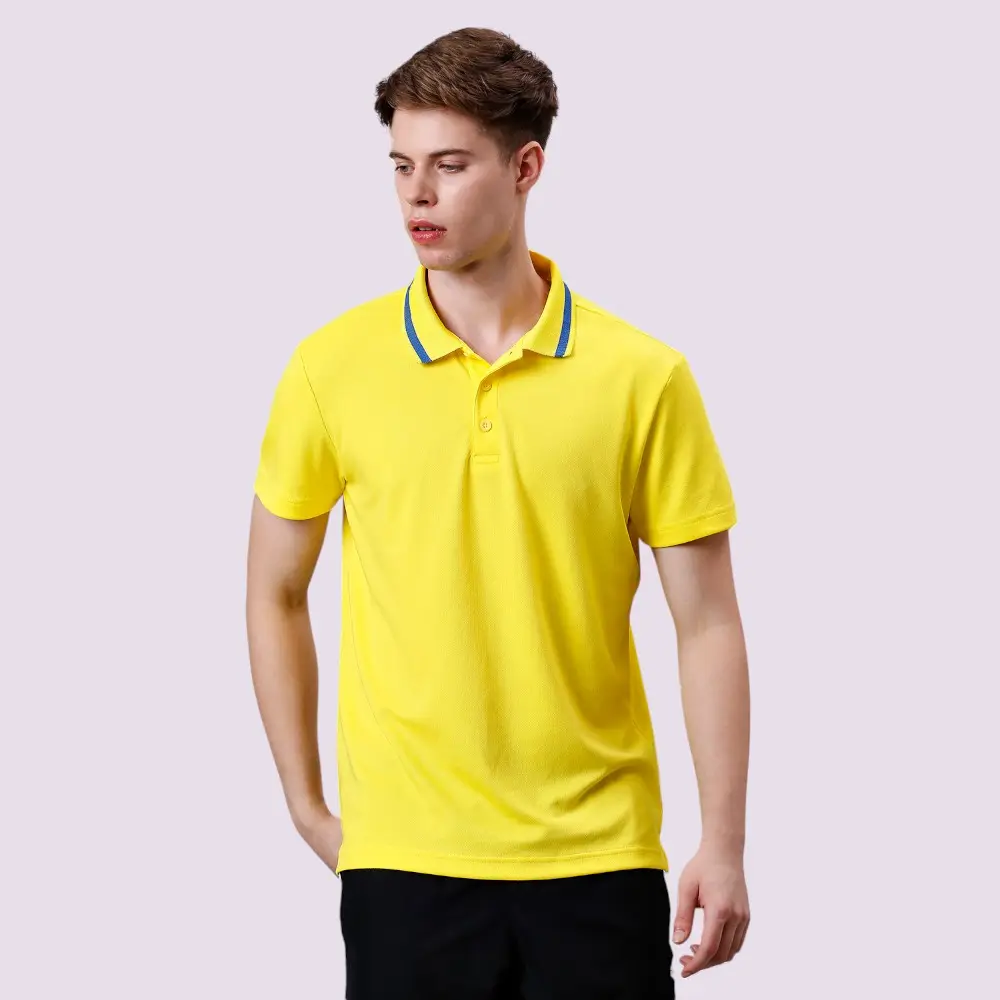 Adidas Clima Lite Tshirt- Yellow with Blue Tipping — image 1