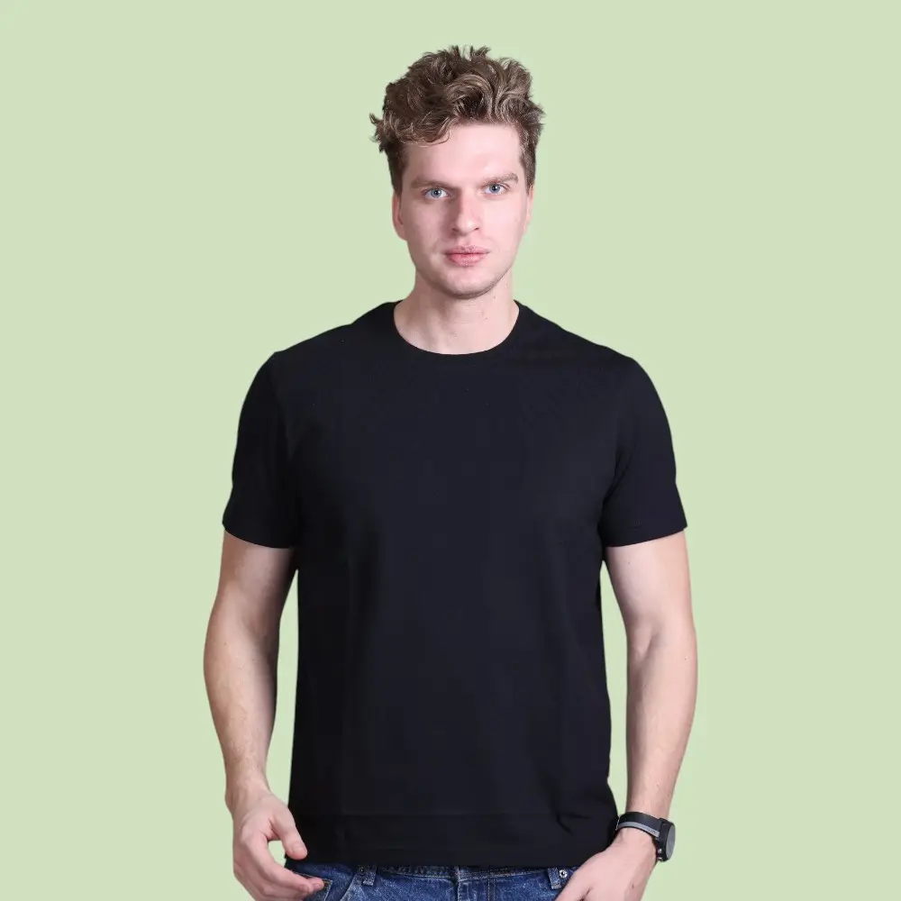 Indian Terrain Classic Solid Crew Neck T-Shirt-Black — image 1