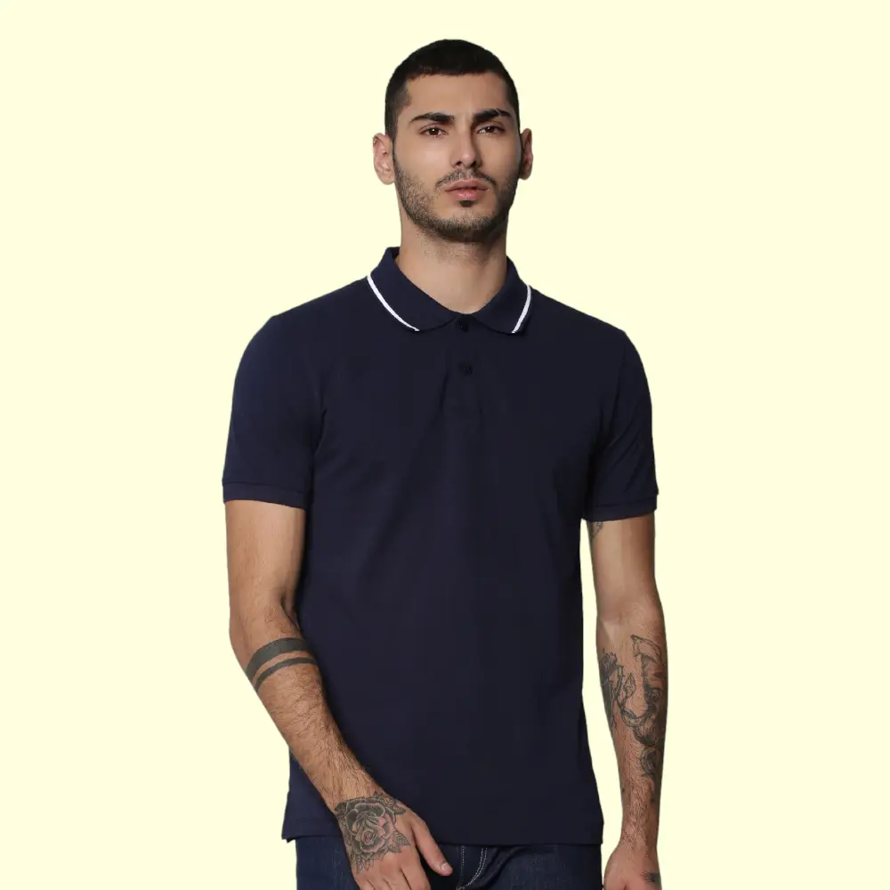 Jack&Jones Cool Max Polo T-Shirt-Navy Blue With White — image 1