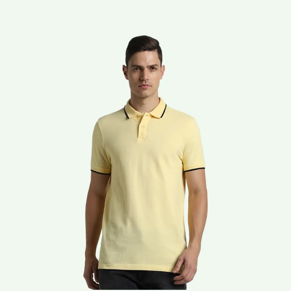 Jack&Jones Jacquard Tipping Polo T-Shirt-Yellow with Black — image 1