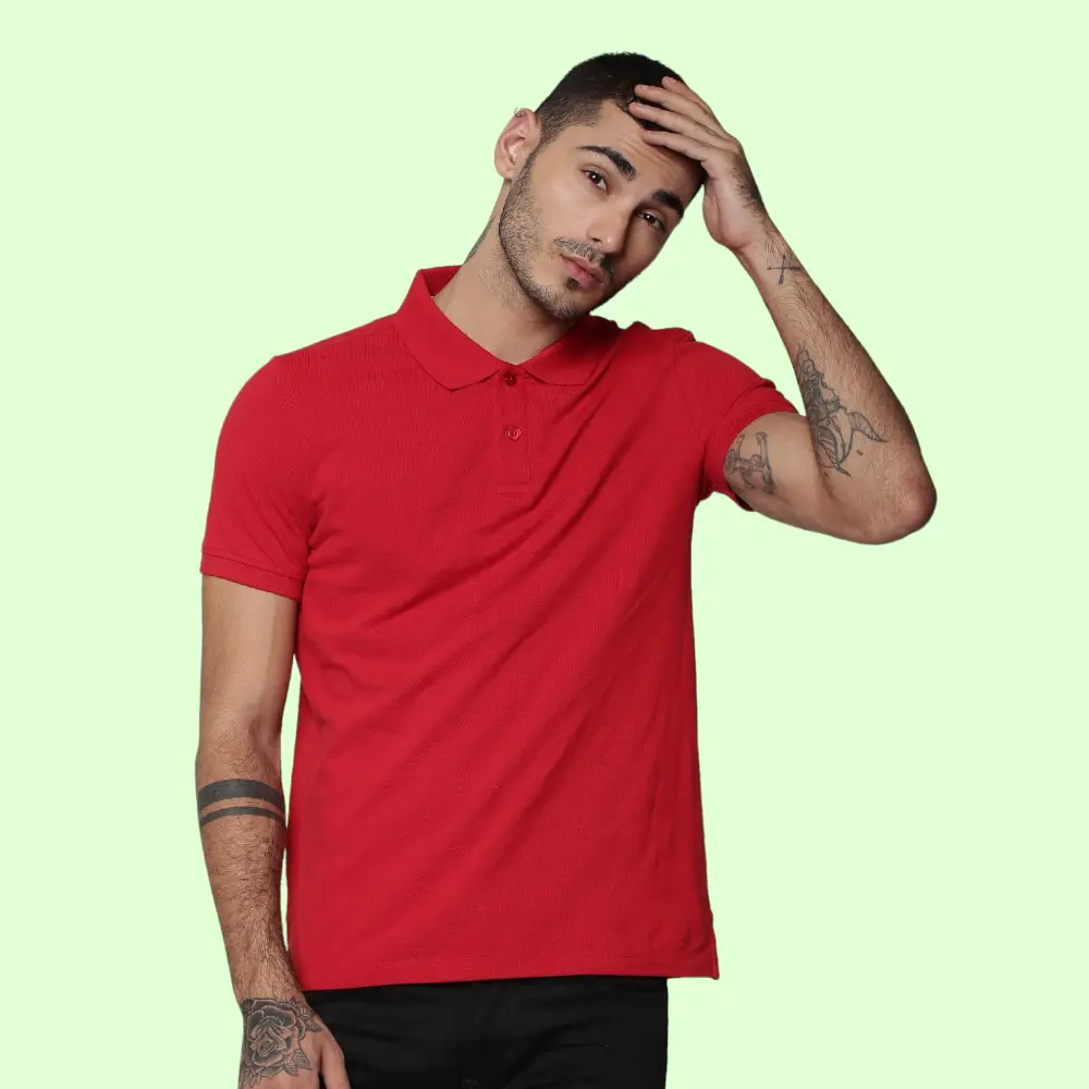 Jack&Jones Plain Polo T-Shirt- Red — image 1