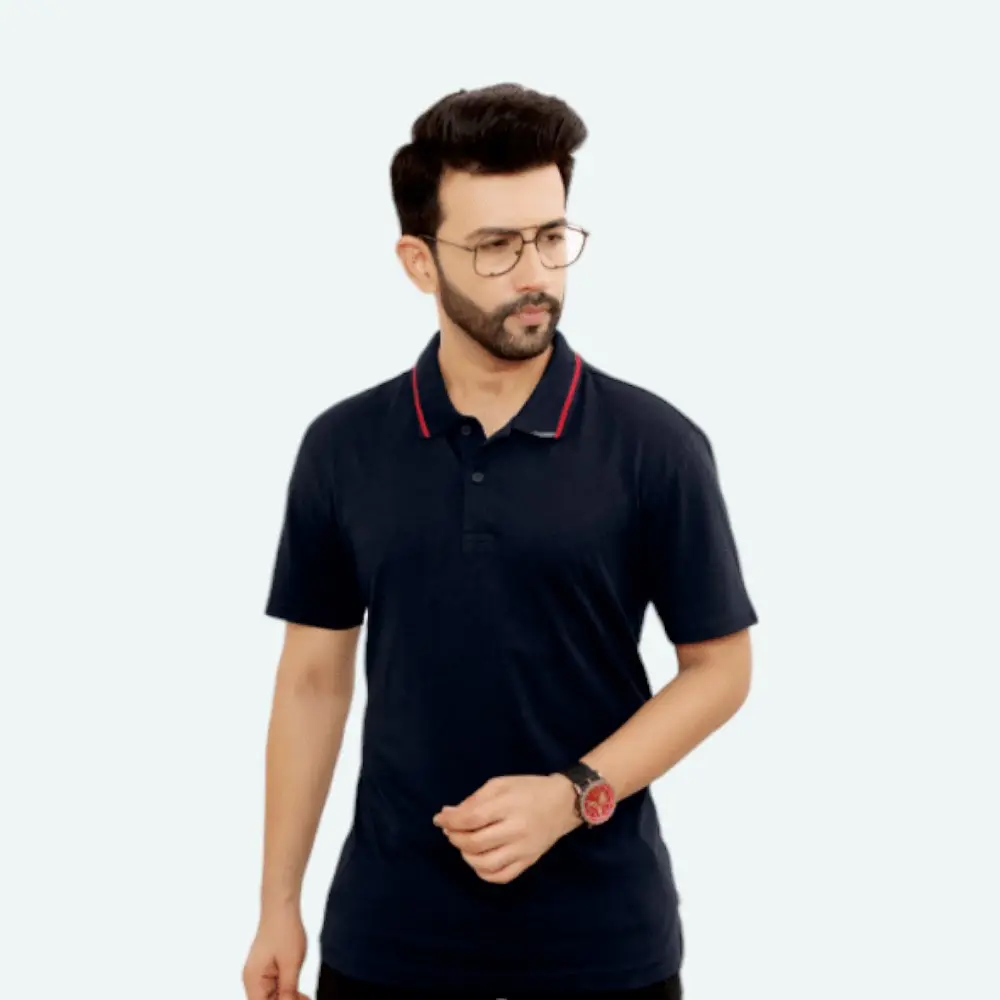 Levi's 100% Cotton Polo T-Shirt- Navy Blue With Red Tipping — image 1