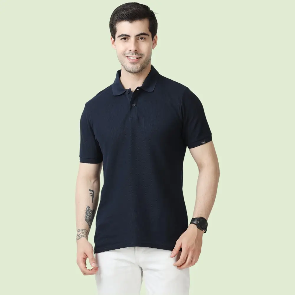 Marks & Spencer Polo T-shirt Plain- Navy Blue — image 1
