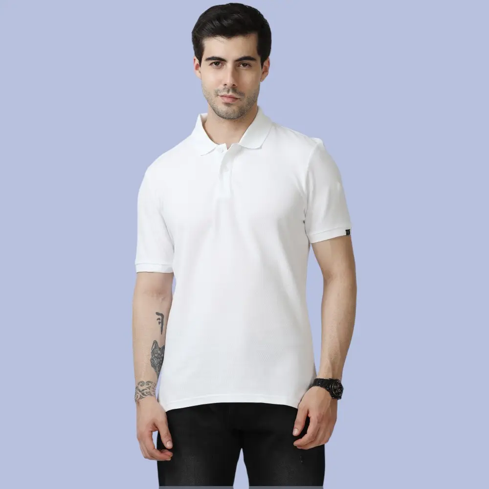 Marks & Spencer Polo T-shirt Plain- White — image 1