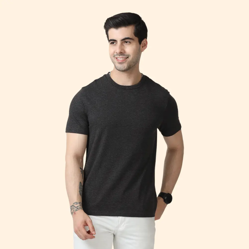 Marks & Spencer Round Neck T-shirt-Charcoal Grey — image 1