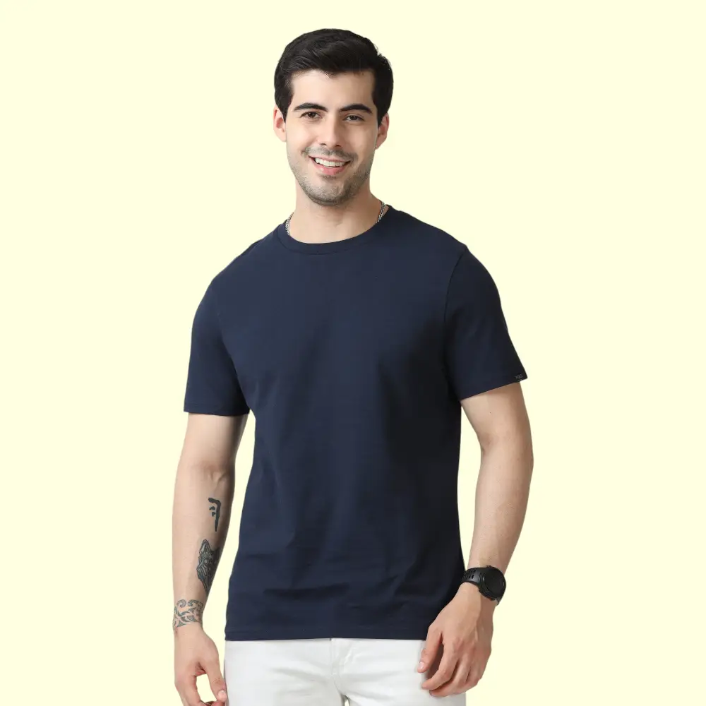 Marks & Spencer Round Neck T-shirt-Navy Blue — image 1