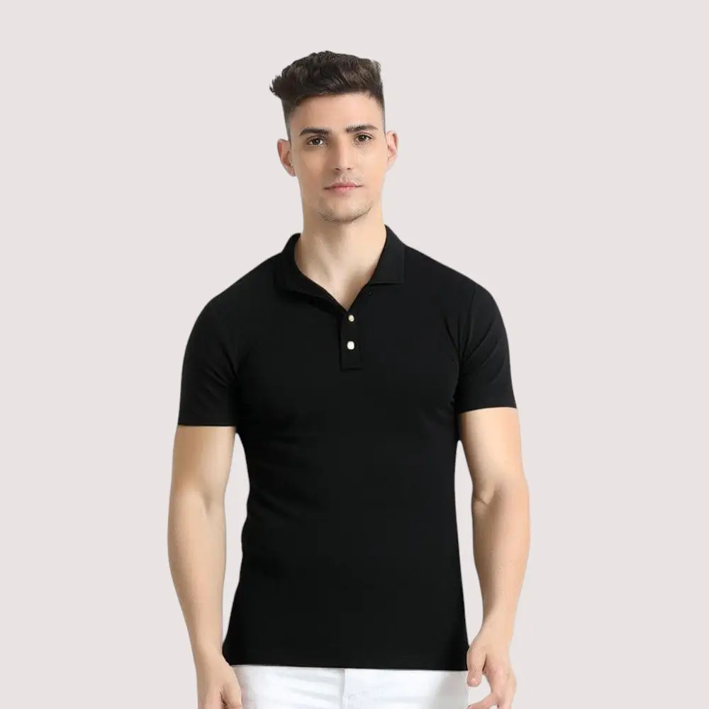 Monte Carlo Cotton Polo T-shirt- Black — image 1