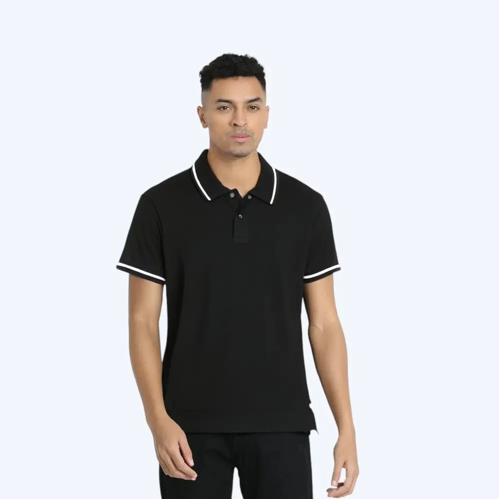 Monte Carlo Poly Cotton Tipping Polo T-shirt- Black — image 1