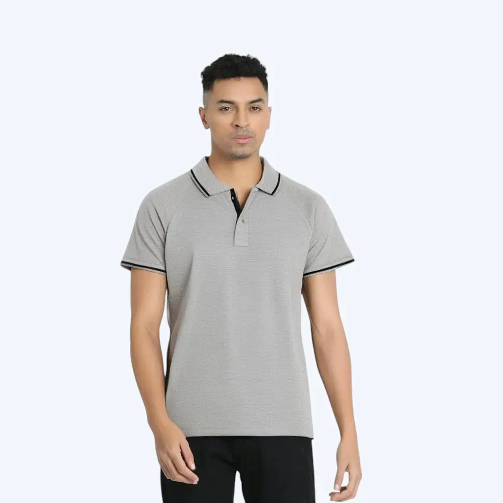 Monte Carlo Poly Cotton Tipping Polo T-shirt- Grey — image 1