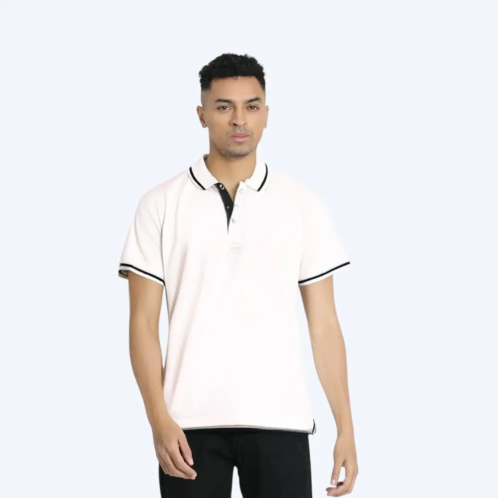 Monte Carlo Poly Cotton Tipping Polo T-shirt- White — image 1