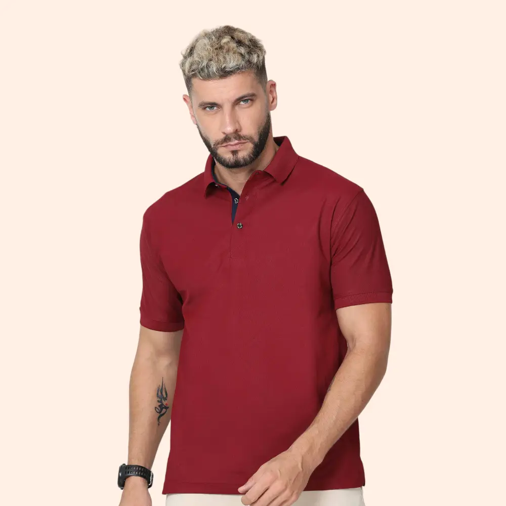 Nano-Dry Golfpolos T- shirt- Maroon — image 1