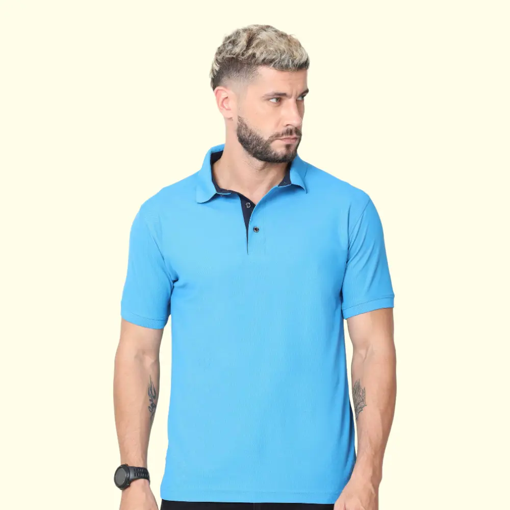 Nano-Dry Golfpolos T- shirt-Sky Blue — image 1