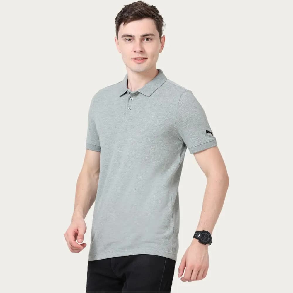 Puma Polo Neck - Plain Poly Cotton 220 GSM T-Shirt- Grey — image 1