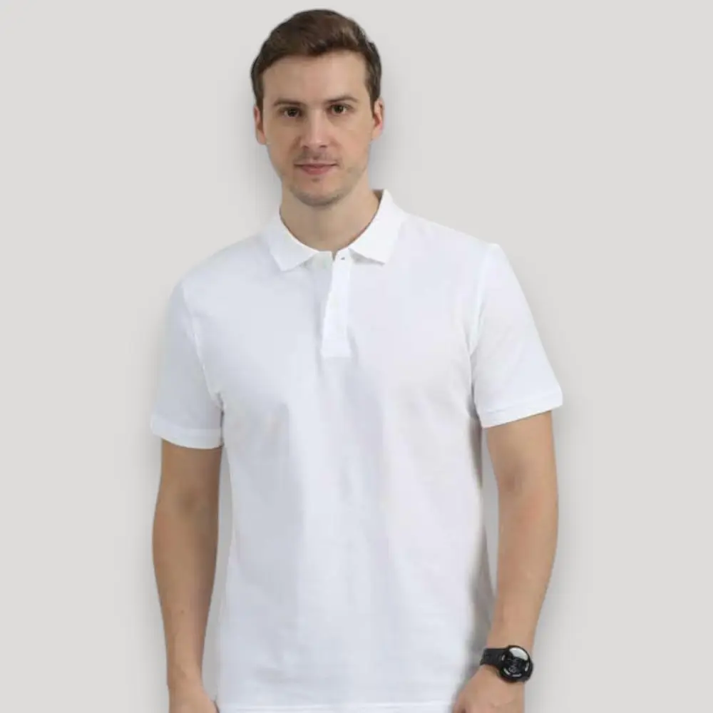 Reebok Polo T-Shirt- 100% Cotton- White — image 1