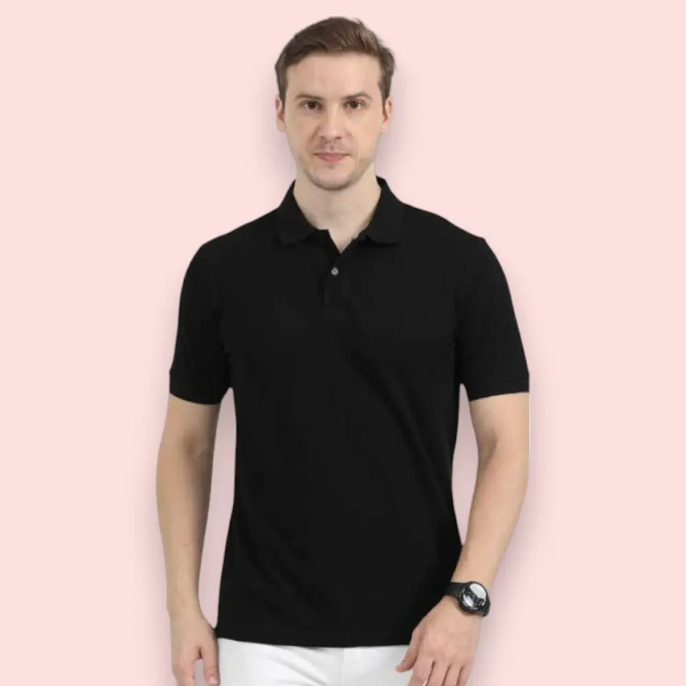 Reebok Polo T-Shirt- 60% Cotton 40% Poly- Black — image 1