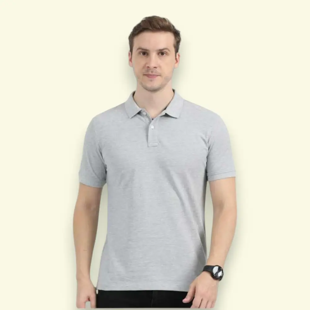 Reebok Polo T-Shirt- 60% Cotton 40% Poly-Grey — image 1
