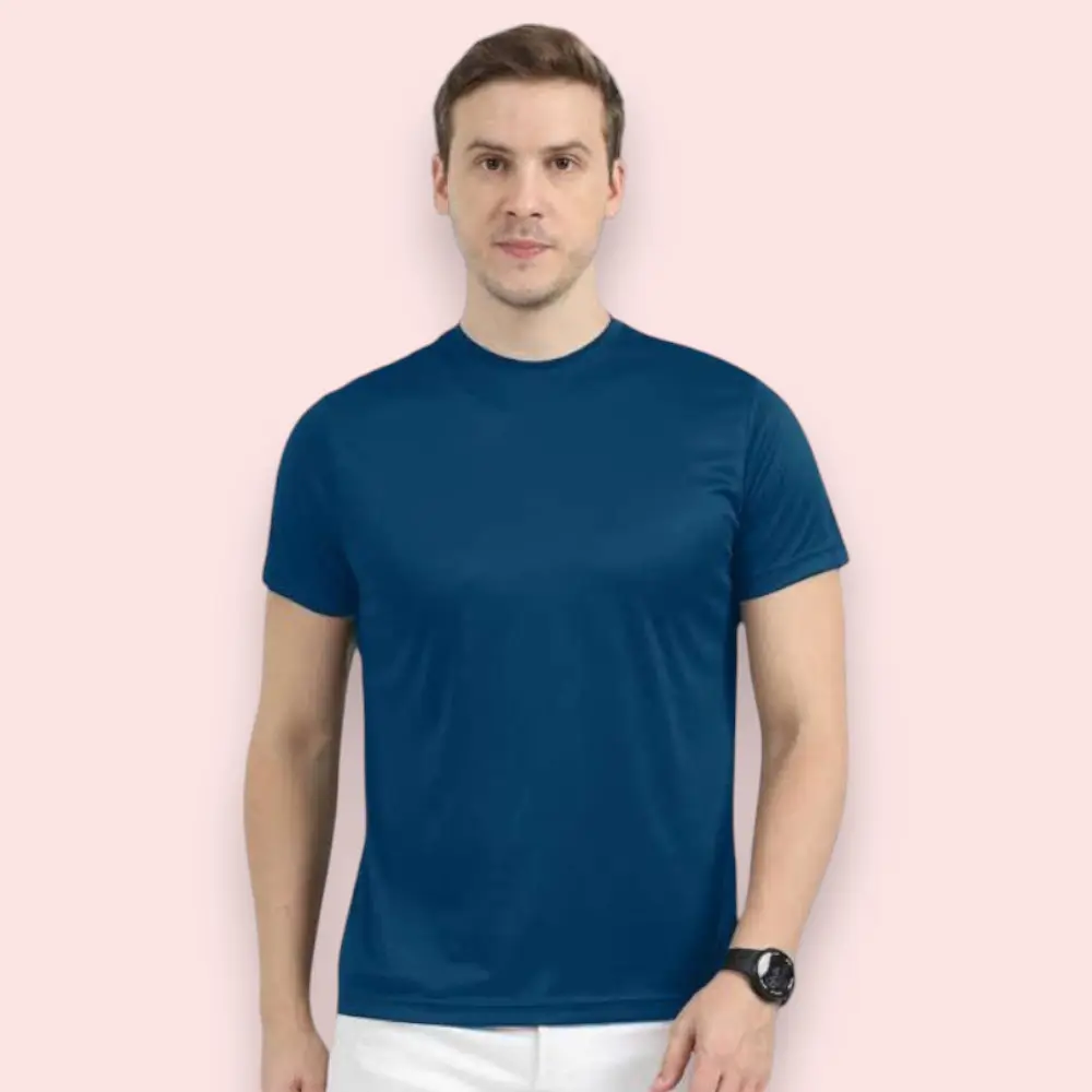 Reebok Round Neck T-Shirt - 100% Polyster-Teal Green — image 1