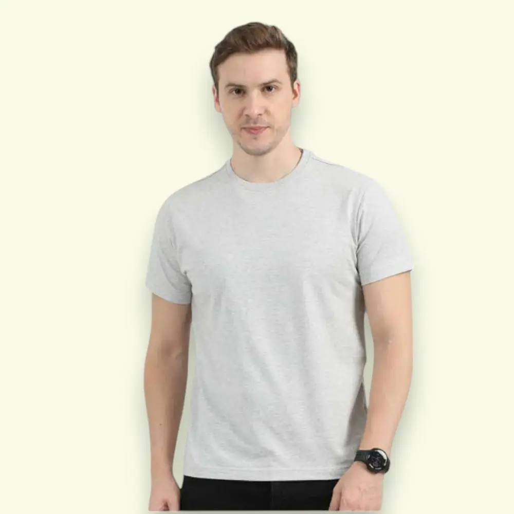 Reebok Round Neck T-Shirt - Lycra 93% Cotton 7% Spx-Grey — image 1