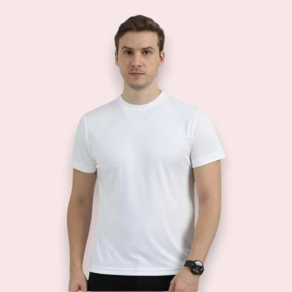 Reebok Round Neck T-Shirt - Lycra 93% Cotton 7% Spx-White — image 1