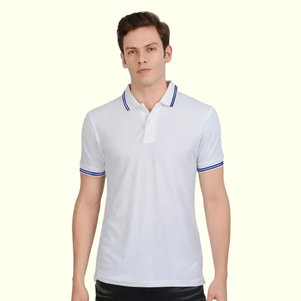Scott AWG Green Polo New T-Shirt-White with Royal Blue Tipping — image 1