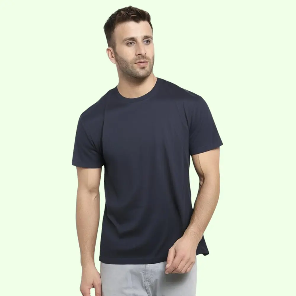 Scott Easy Men's Bio-Wash Round Neck T-shirt - Navy Blue — image 1