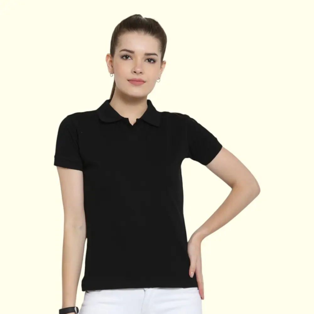 Scott Organic Women's Polo T-Shirt- Black — image 1