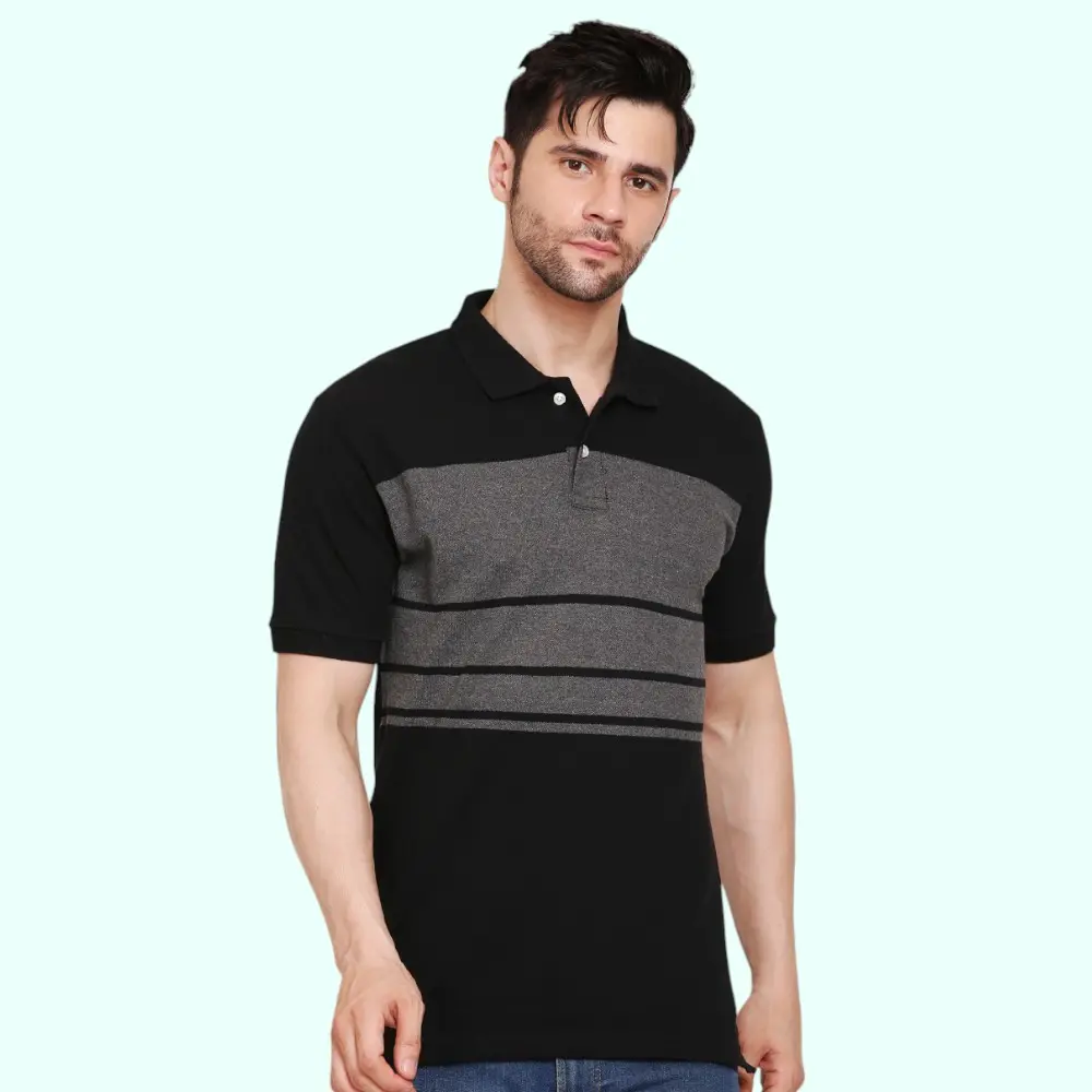 Scott Smarto Polo T-Shirt- Black with Grey — image 1