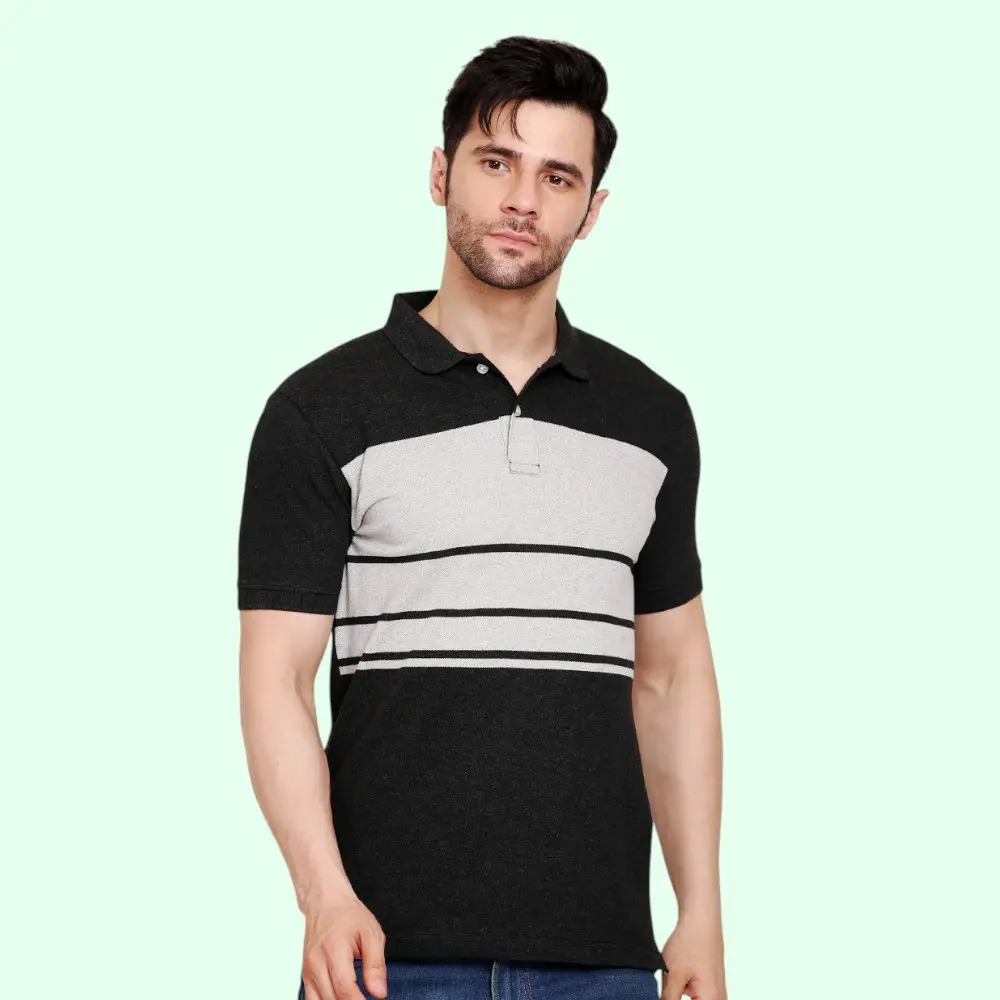 Scott Smarto Polo T-Shirt- Charcoal Grey with Grey — image 1