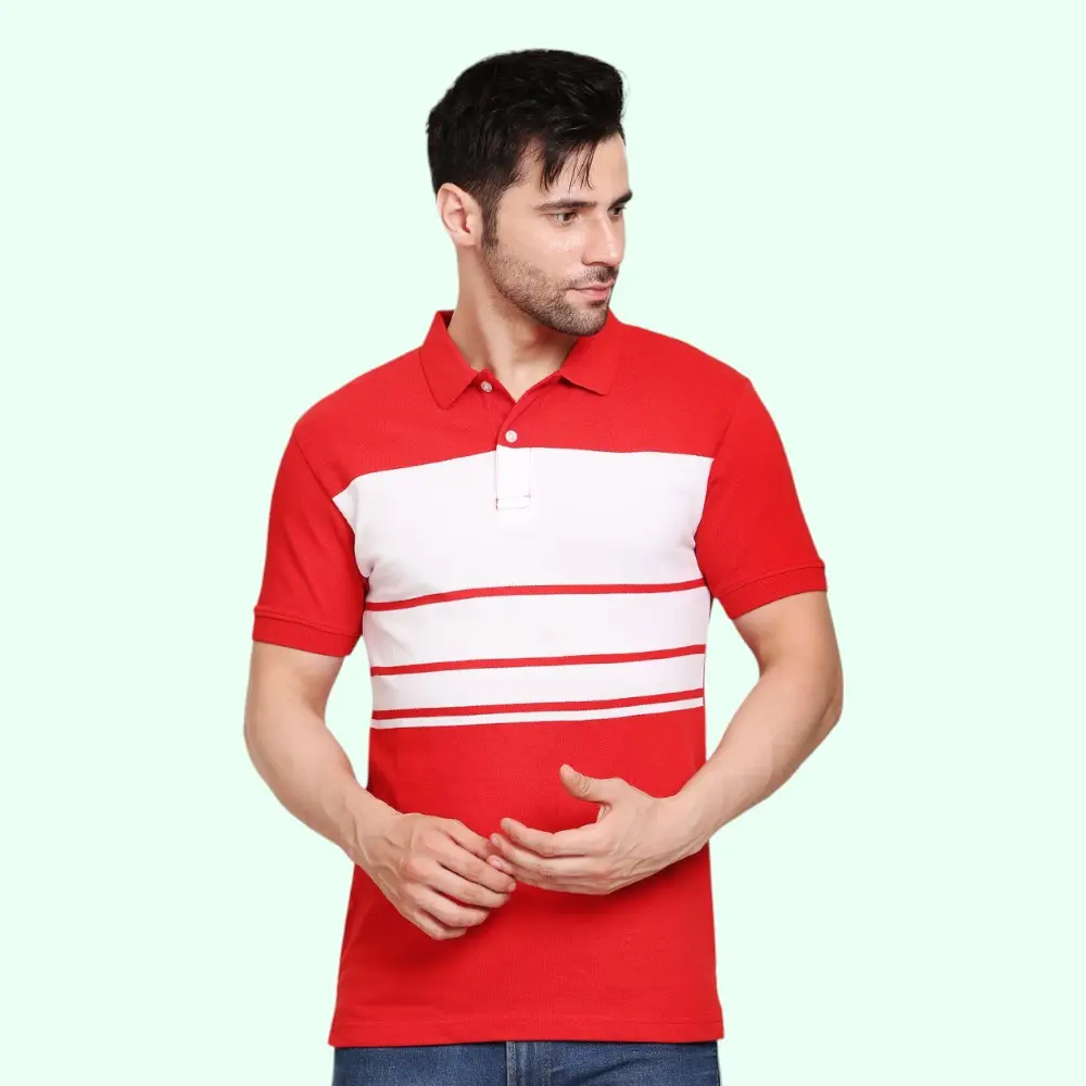 Scott Smarto Polo T-Shirt- Red with White — image 1