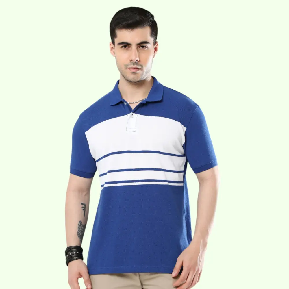 Scott Smarto Polo T-Shirt- Royal Blue with White — image 1