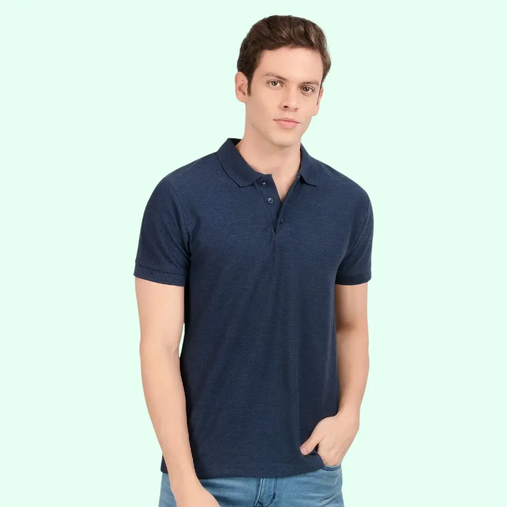 Scott Young New Polo T-Shirt- Navy Melange — image 1