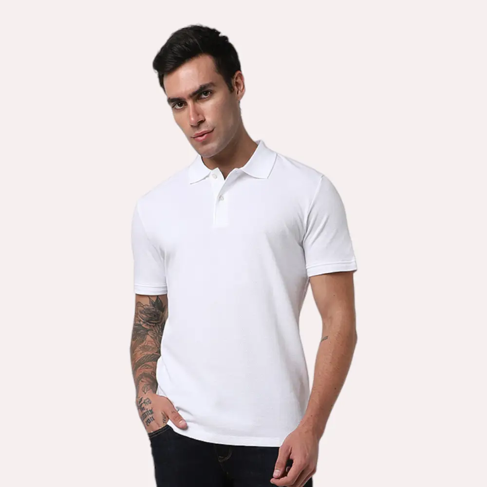 STL-Structured Polo T-shirt-White — image 1