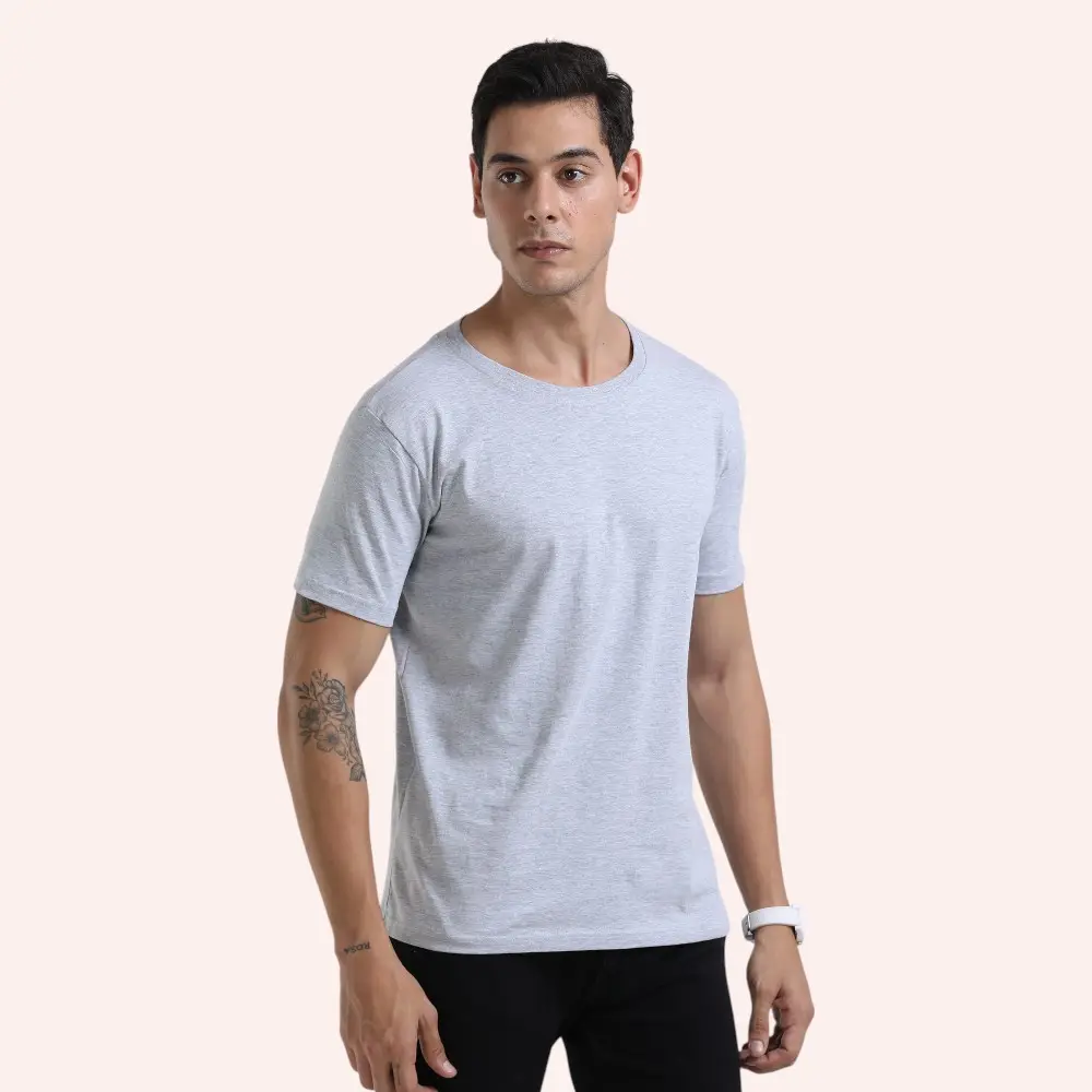 Swiss Military Dynamic Men's Round Neck T-Shirt- Grey Melange — image 1