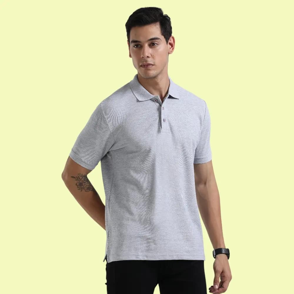 Swiss Military Supreme Men's Polo T-Shirt- Grey Melange — image 1