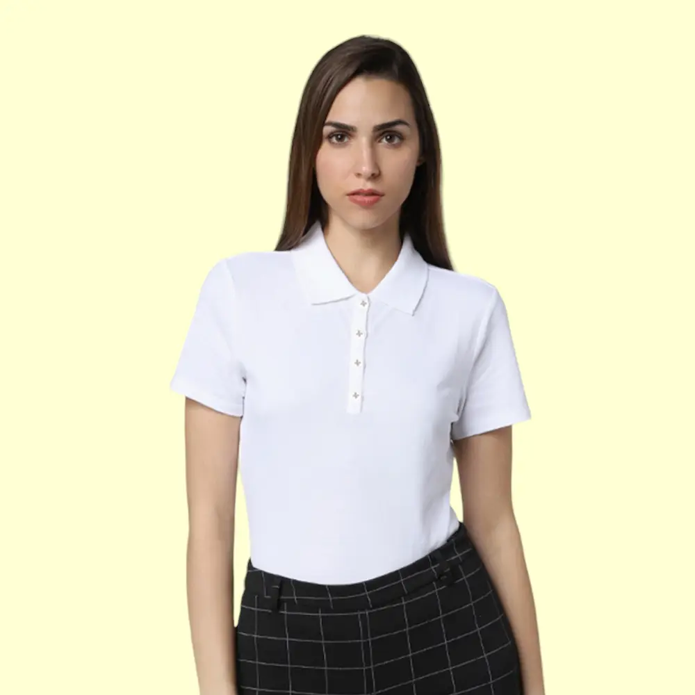 VeroModa Jacquard Polo-White — image 1
