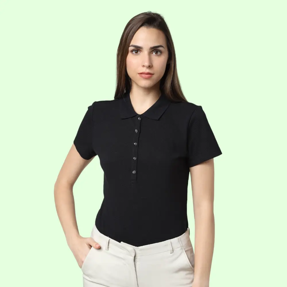 VeroModa Plain Polo Women's T-Shirt- Black — image 1