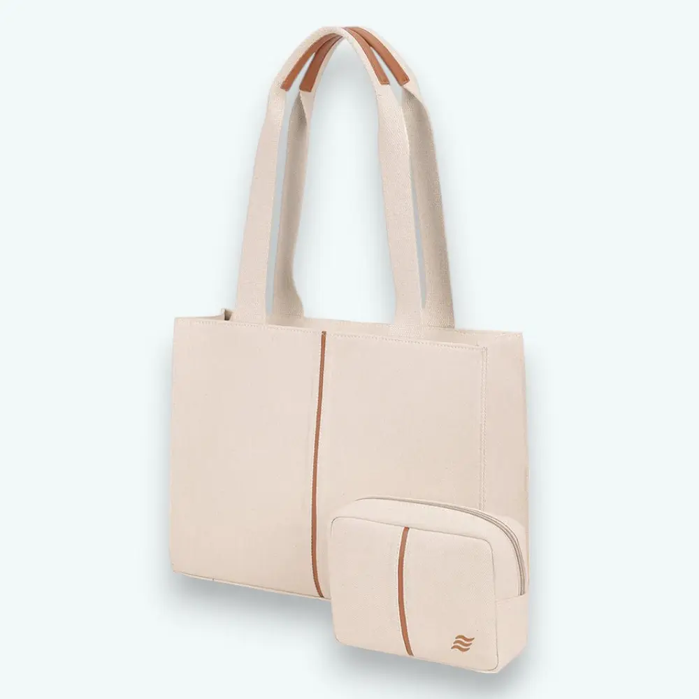 Assembly Iris Tote Bag and Pouch-13L-Beige — image 1