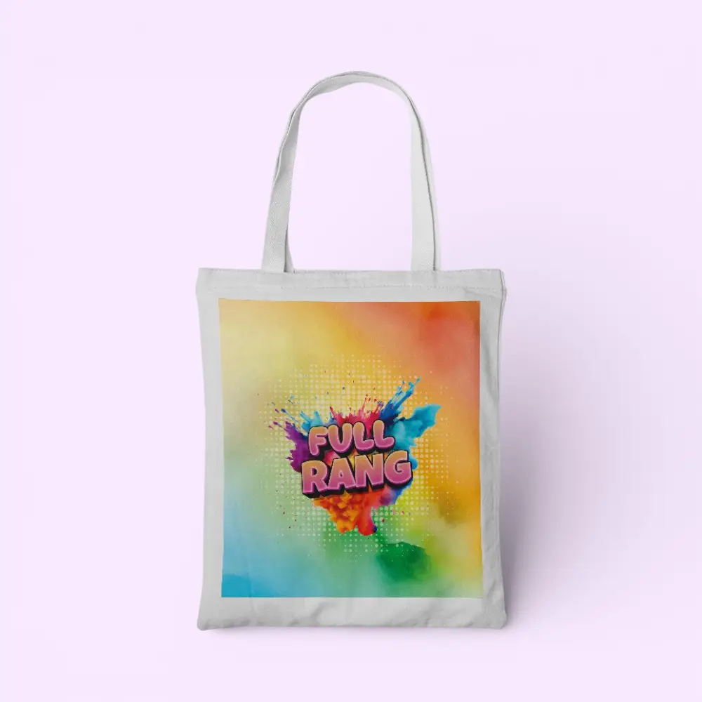 Holi Full Rang Splash- Tote Bag- 14*16 inches- White — image 1