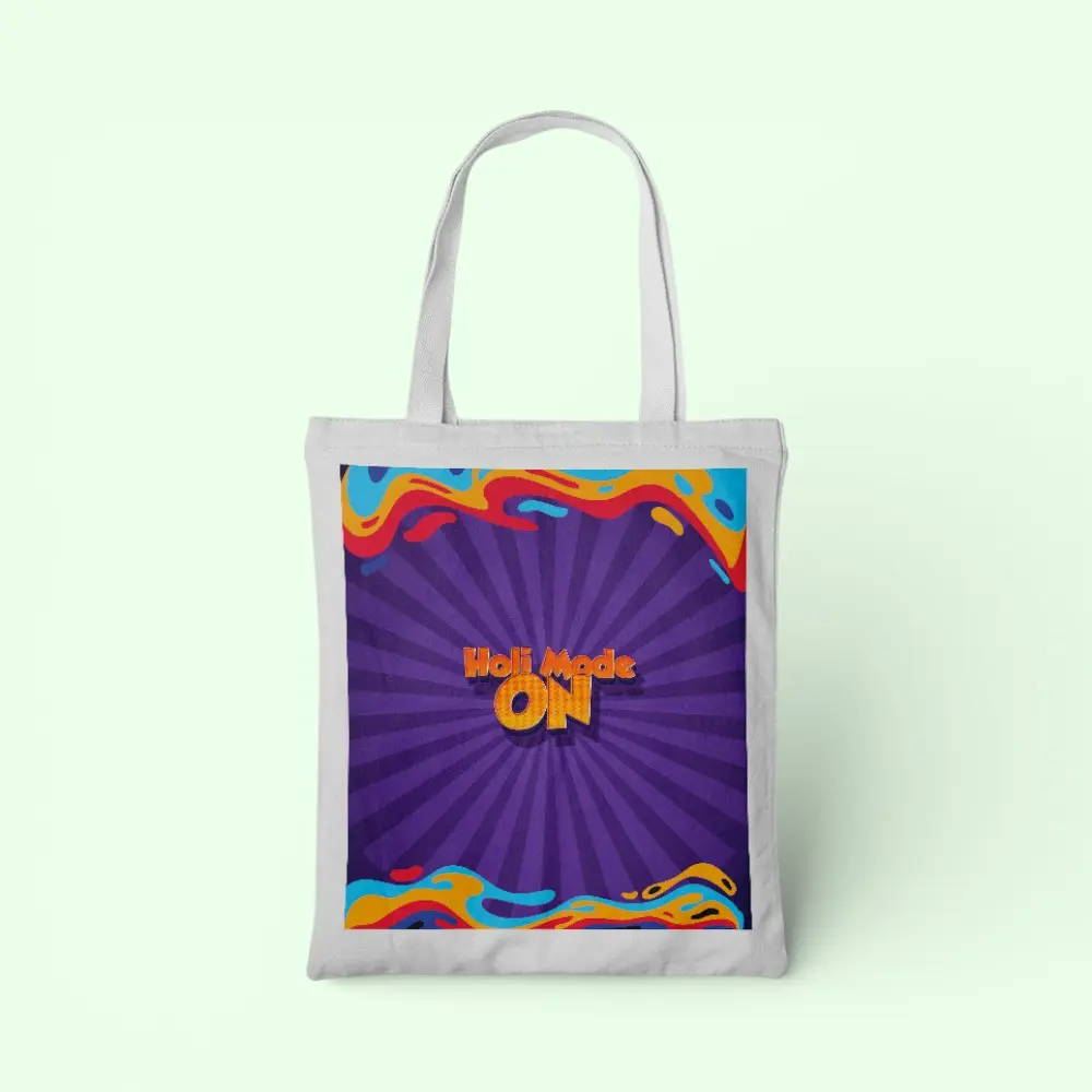 Holi Mode ON- Tote Bag- 14*16 inches- White — image 1