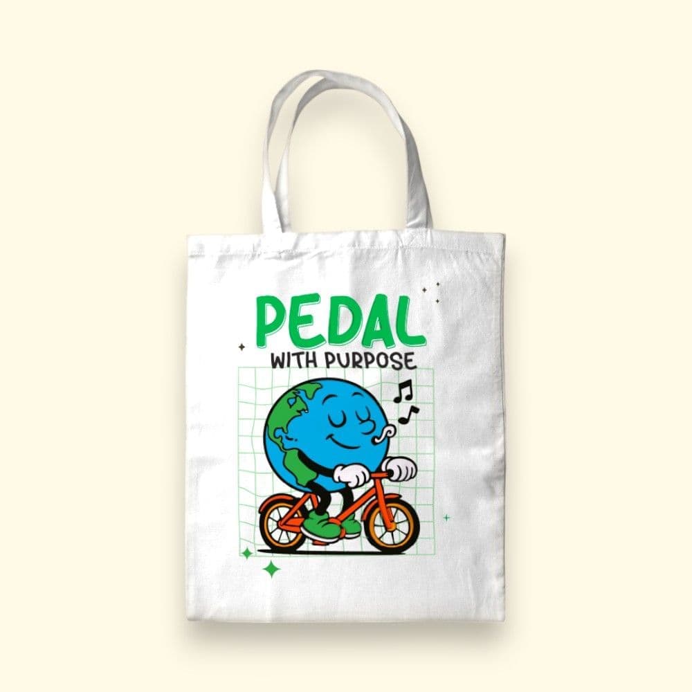 Pedal with Purpose Canvas Tote Bag - White — image 1